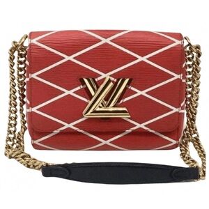 Authentic LOUIS VUITTON Epi Twist Malletage Red Shoulder Bag Crossbody Bag
